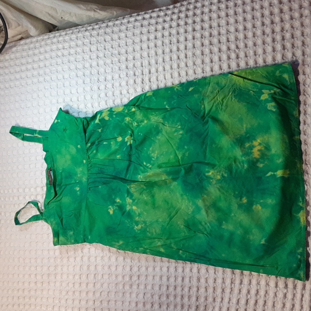 Tie dyed dress, TeX by Max Aria, size small, green, yellow